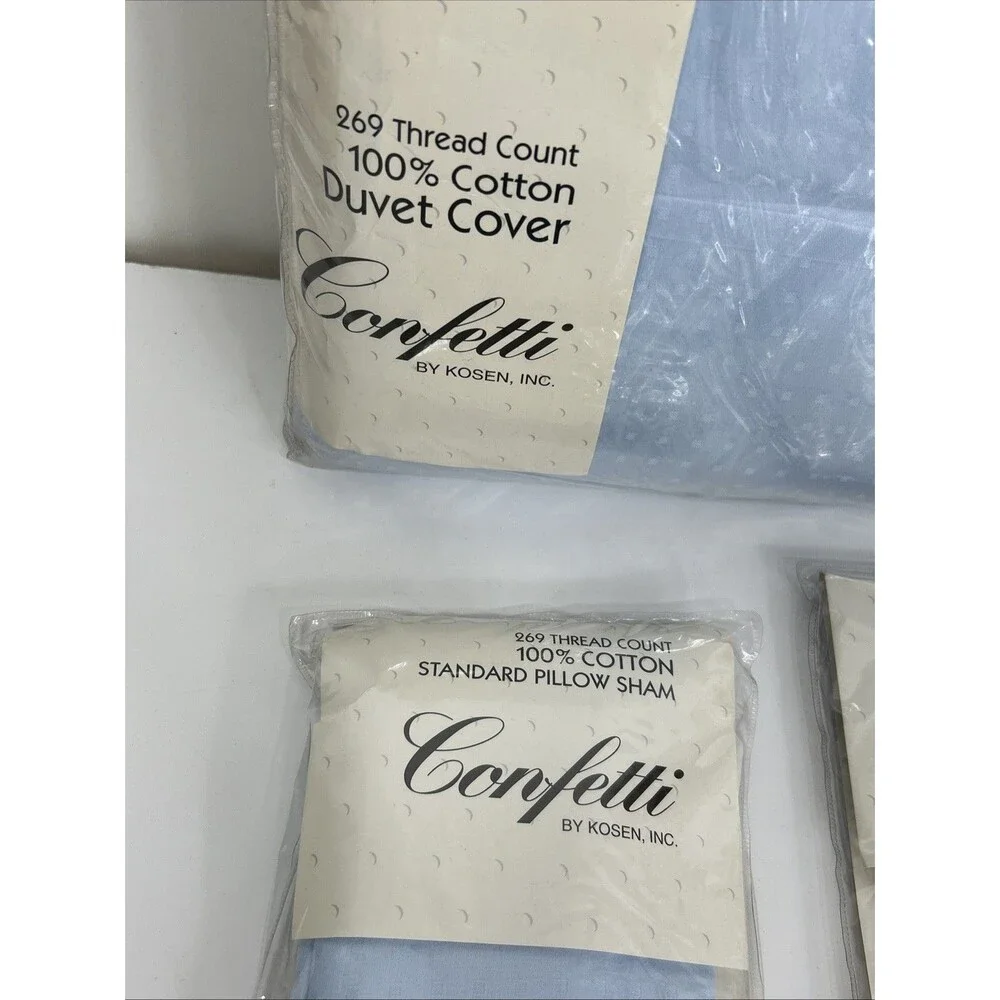 Confetti Kosen King Duvet Cover & Shams Dot Blue Set European Style Cotton